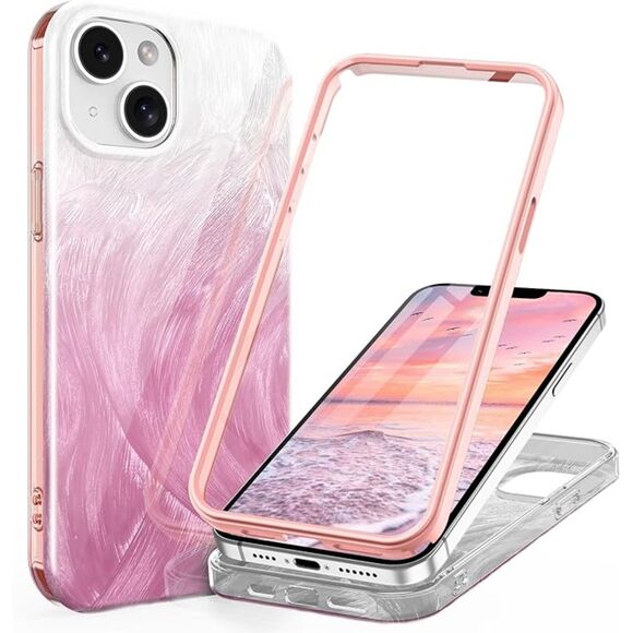 iPhone 12 / 12 pro Floral Feather Pattern, Pink - Picture 1 of 5